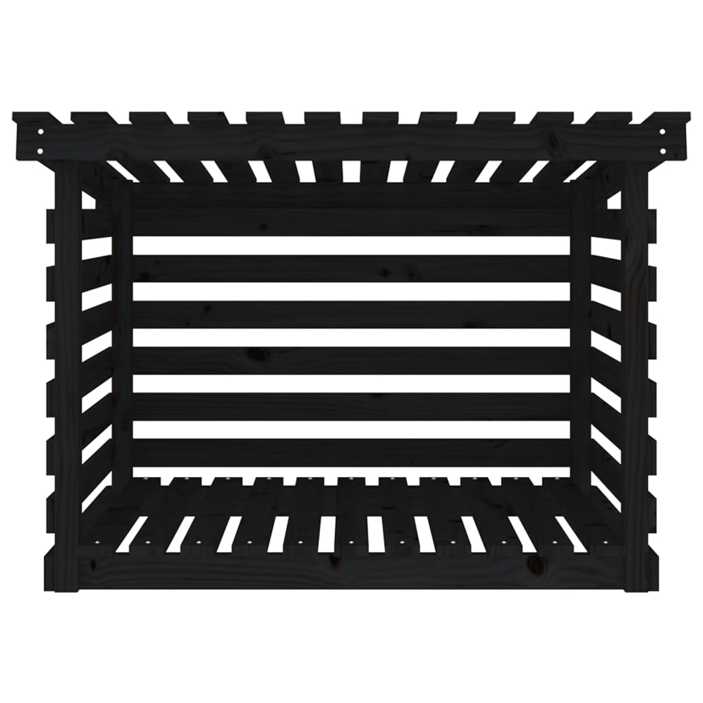 Brændestativ Sort 108x73x79 cm Massiv Fyr