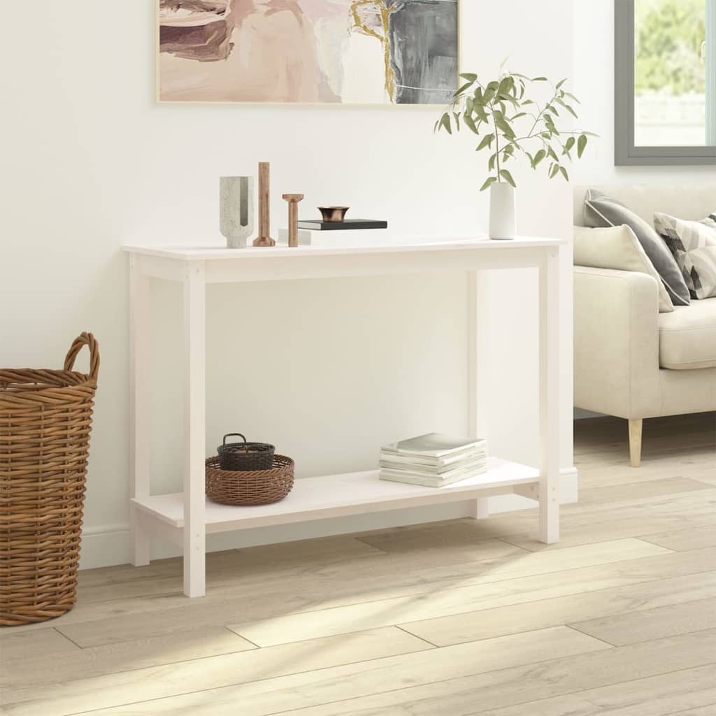 Konsolbord Hvid 110x40x80 cm Massiv Fyr
