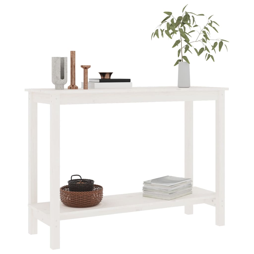 Konsolbord Hvid 110x40x80 cm Massiv Fyr