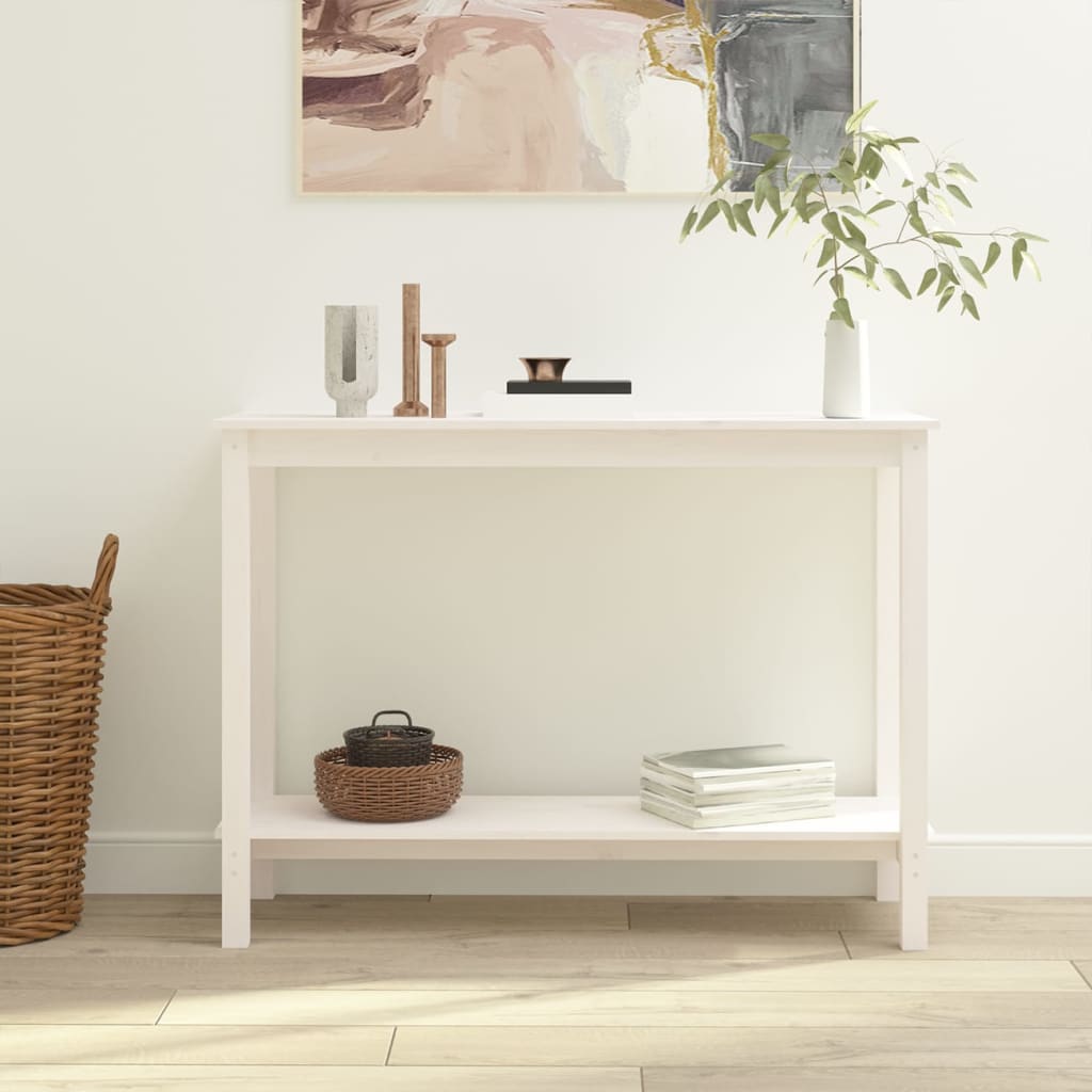 Konsolbord Hvid 110x40x80 cm Massiv Fyr