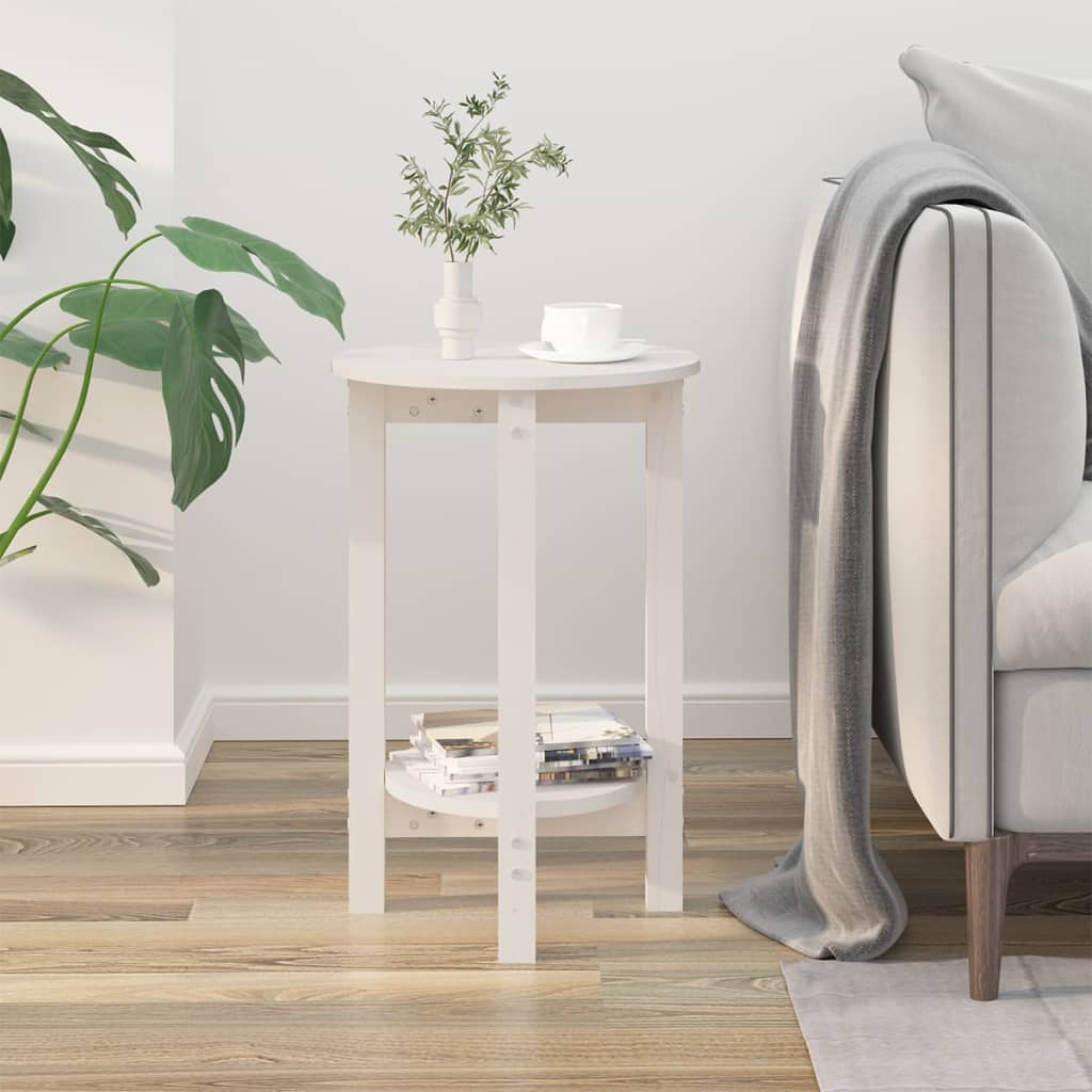 Sofabord Hvid Ø 40x60 cm Massiv Fyr