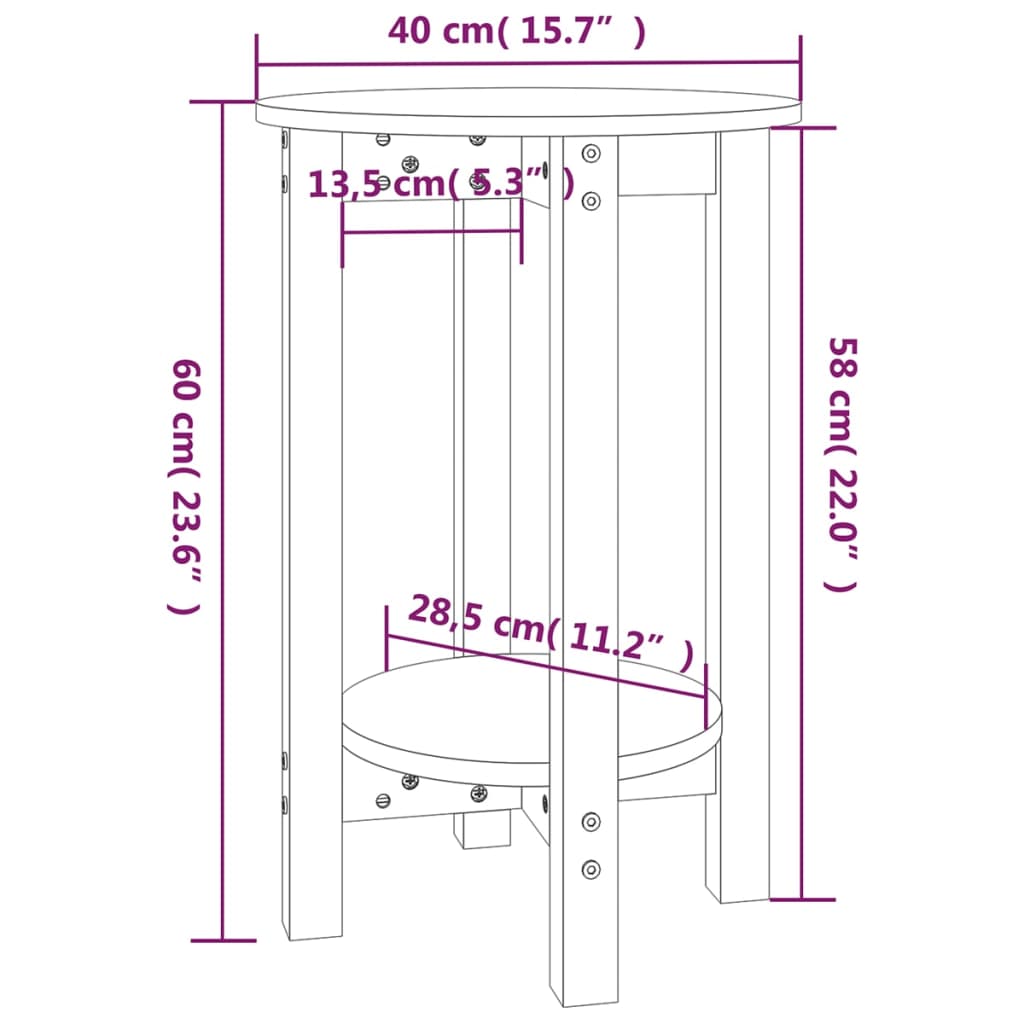 Sofabord Hvid Ø 40x60 cm Massiv Fyr