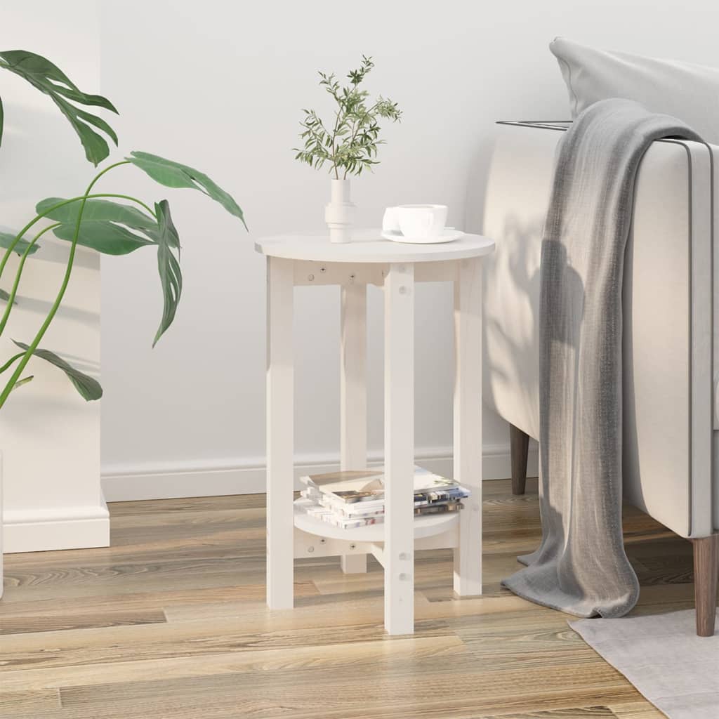Sofabord Hvid Ø 40x60 cm Massiv Fyr