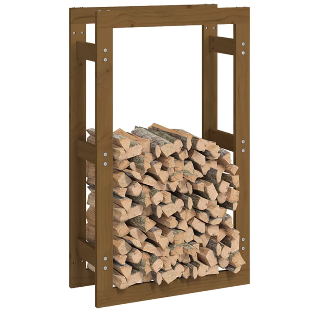 Brændestativ honningbrun 60x25x100 cm massiv fyrretræ