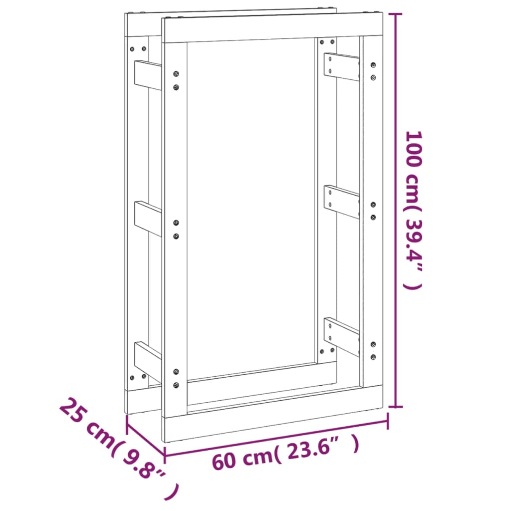 Brændestativ honningbrun 60x25x100 cm massiv fyrretræ