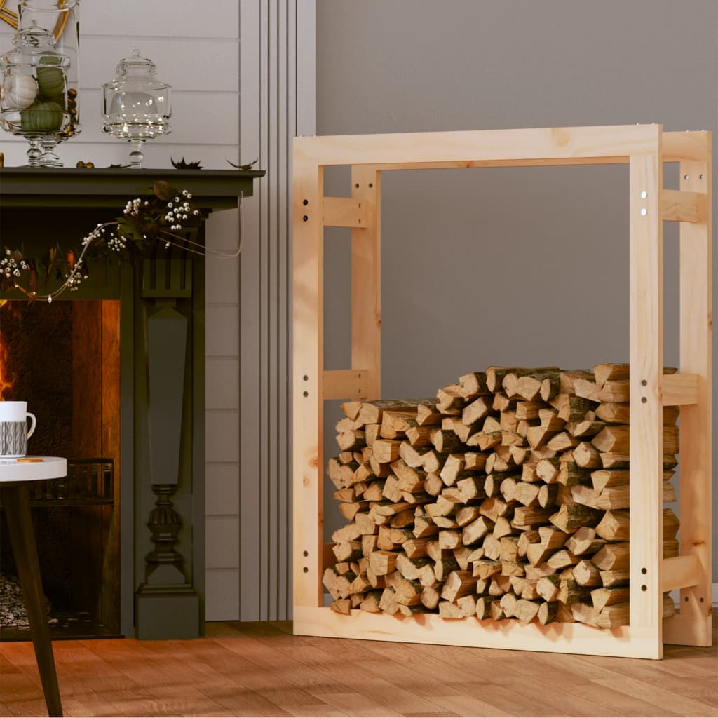 Brændestativ 80x25x100 cm massiv fyrretræ