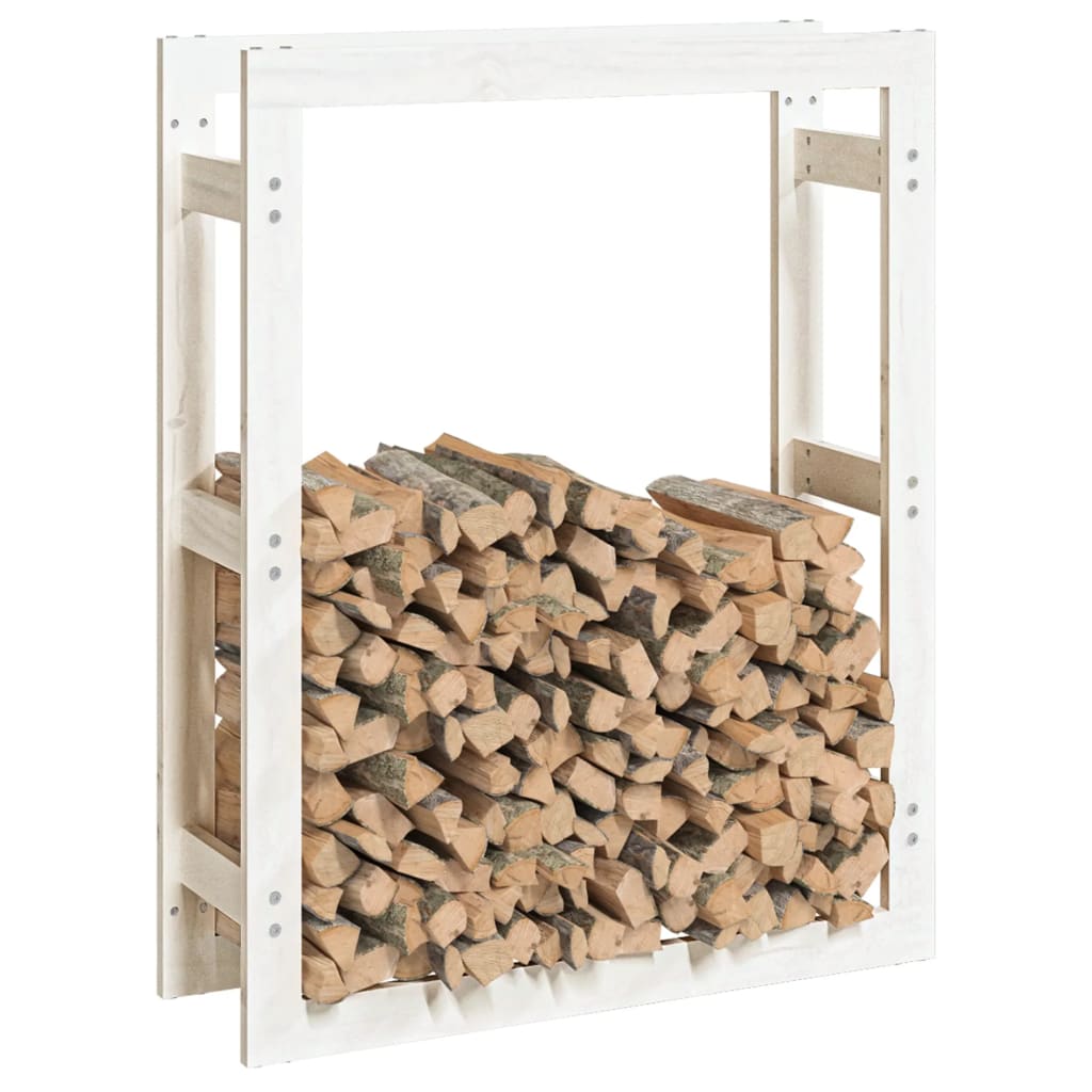 Brændestativ Hvid 80x25x100 cm Massiv Fyr