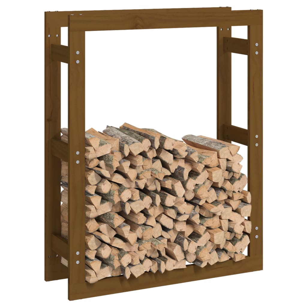 Brændestativ honningbrun 80x25x100 cm massiv fyrretræ