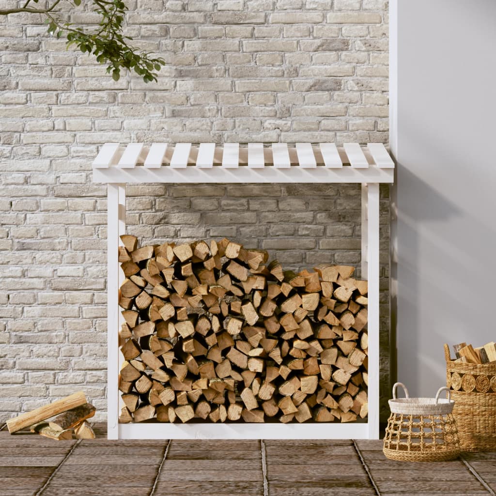 Brændestativ Hvid 108x64,5x110 cm Massiv Fyr