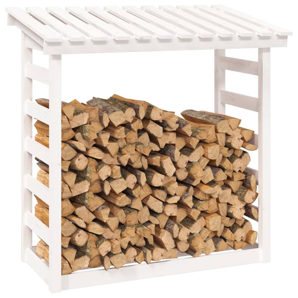 Brændestativ Hvid 108x64,5x110 cm Massiv Fyr