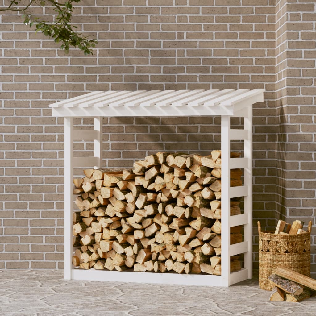 Brændestativ Hvid 108x64,5x110 cm Massiv Fyr