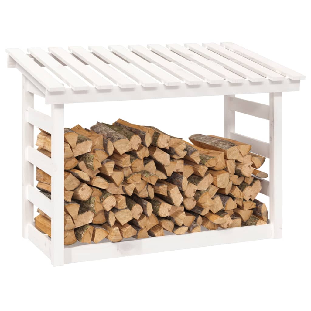 Brændestativ Hvid 108x64,5x78 cm Massiv Fyr