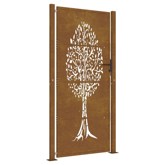 Gartentor 105x205 cm Cortenstahl Baumdesign
