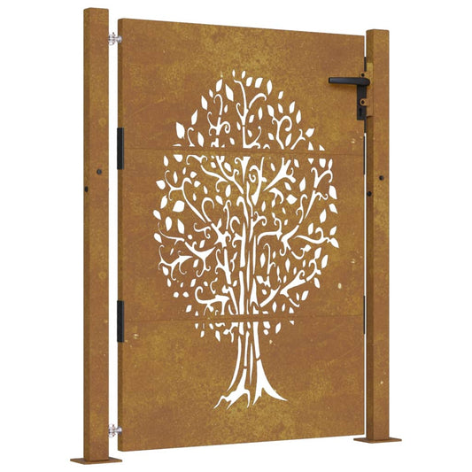 Gartentor 105x155 cm Cortenstahl Baumdesign