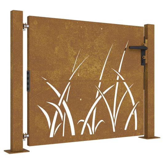 Gartentor 105 x 80 cm Cortenstahl Gras-Design