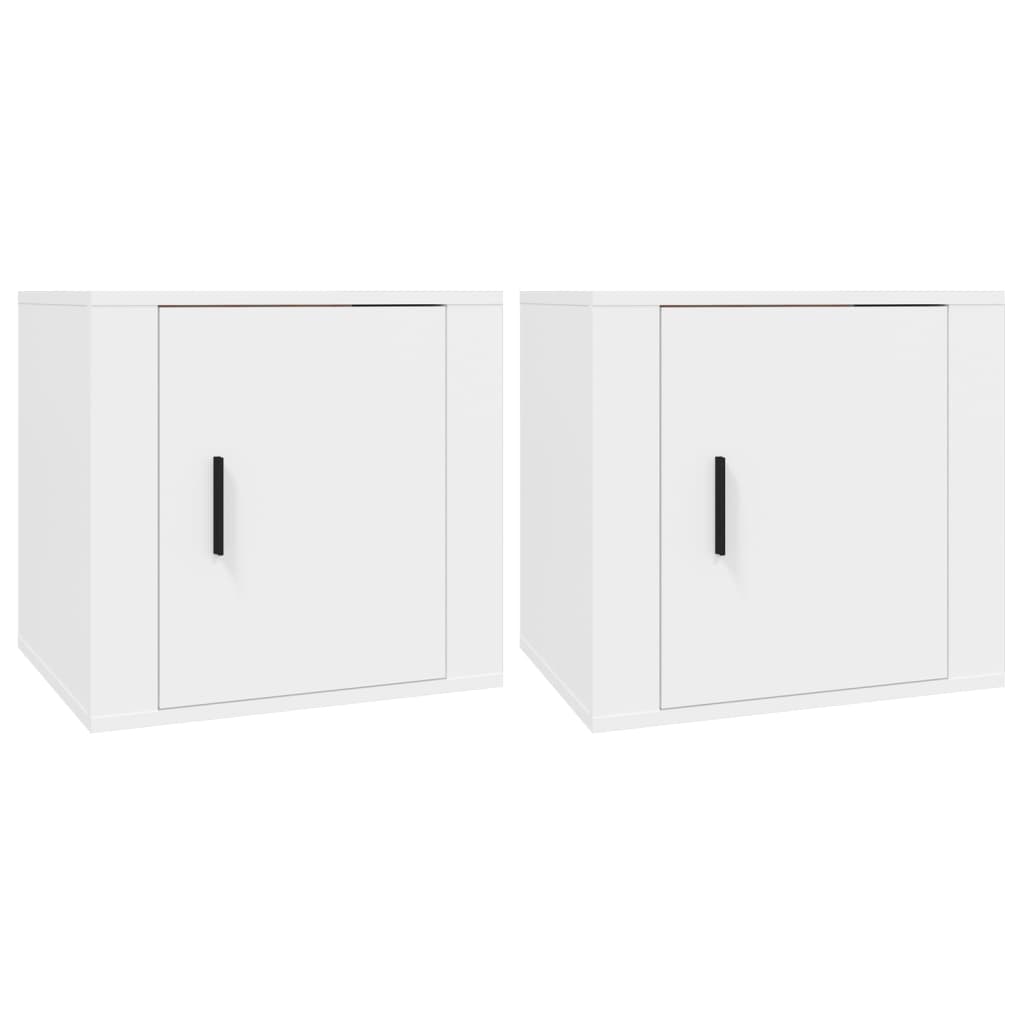 Sengeborde 2 stk Hvide 50x39x47 cm