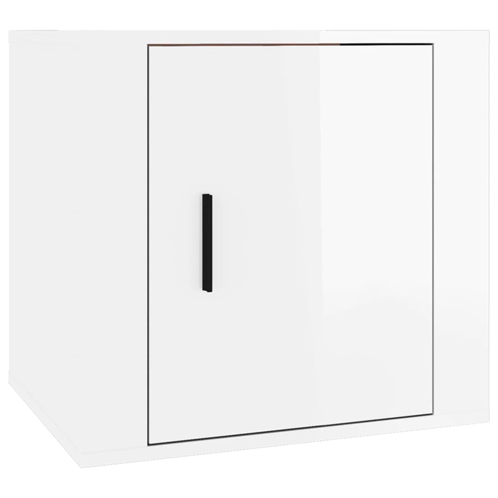 Sengeborde 2 stk Hvid højglans 50x39x47 cm