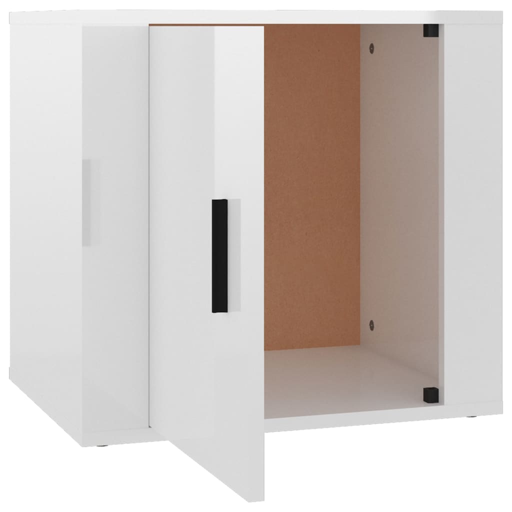 Sengeborde 2 stk Hvid højglans 50x39x47 cm