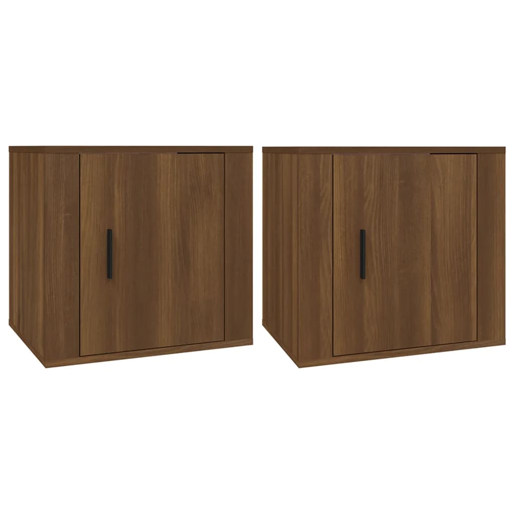 Sengeborde 2 stk Brun eg look 50x39x47 cm