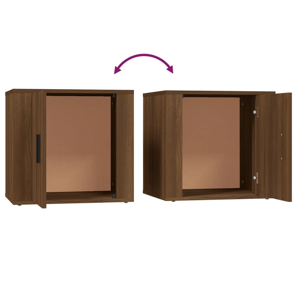 Sengeborde 2 stk Brun eg look 50x39x47 cm