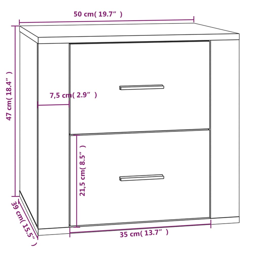 Sengebord Brun Eg Look 50x39x47 cm