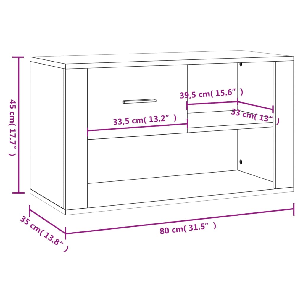 Skoskab Hvid 80x35x45 cm Træ Materiale