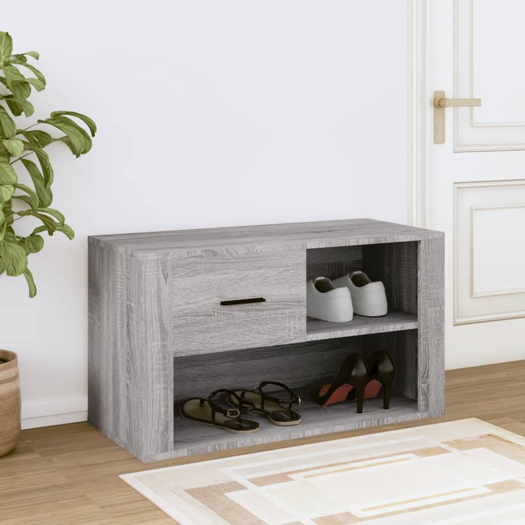 Skoskab Grå Sonoma 80x35x45 cm Træmateriale