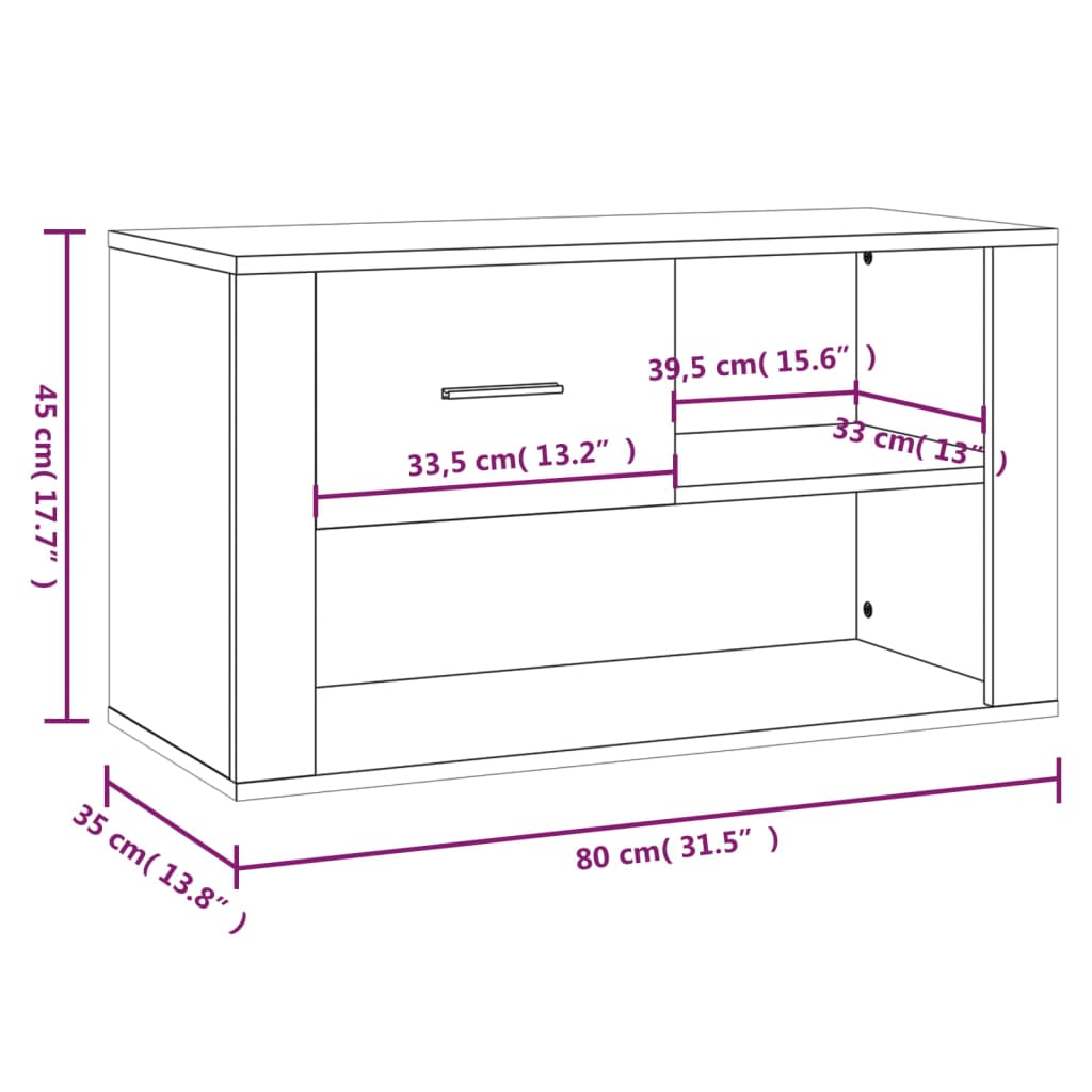 Skoskab Brun Eg Look 80x35x45 cm Træmateriale