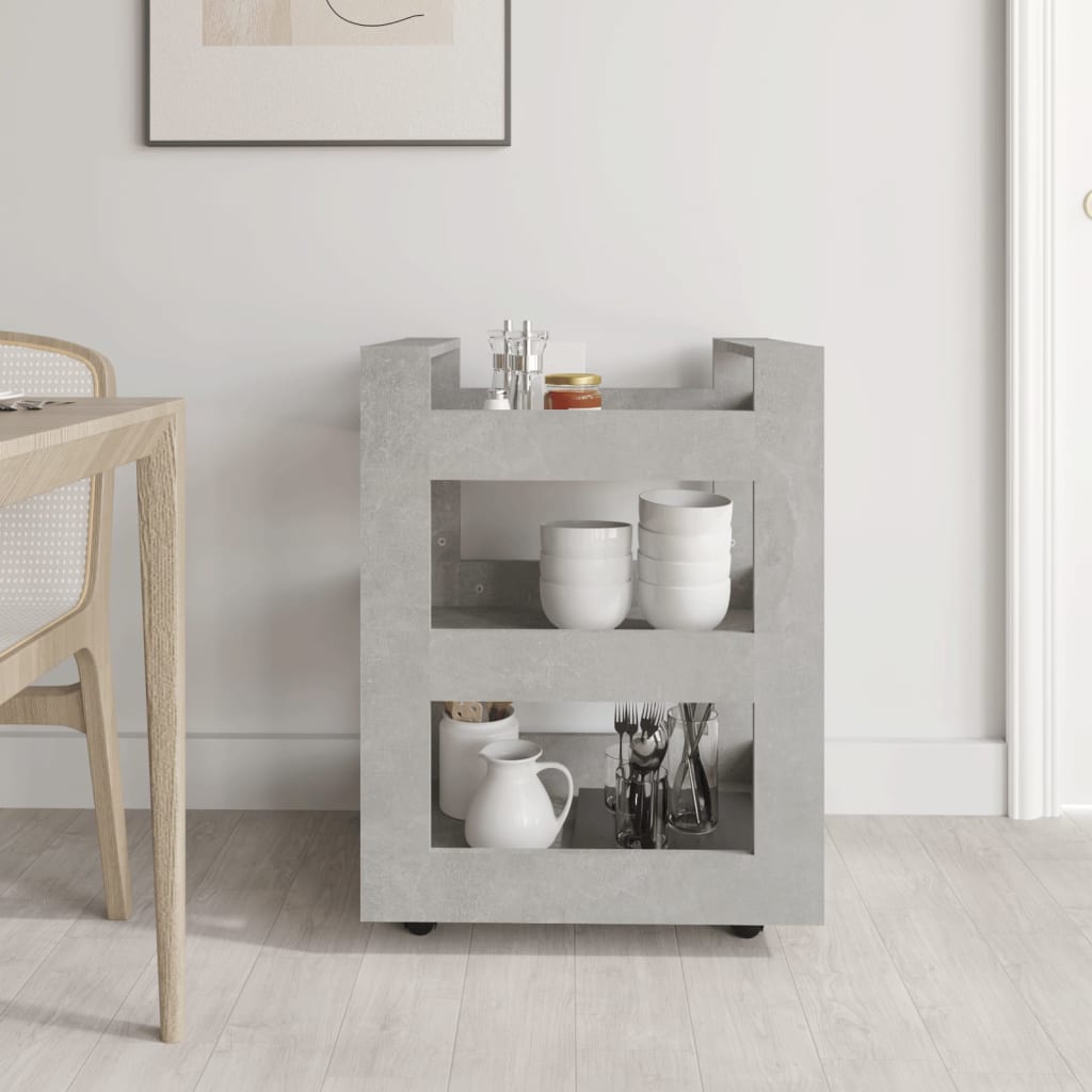 Køkkenvogn betongrå 60x45x80 cm træmateriale