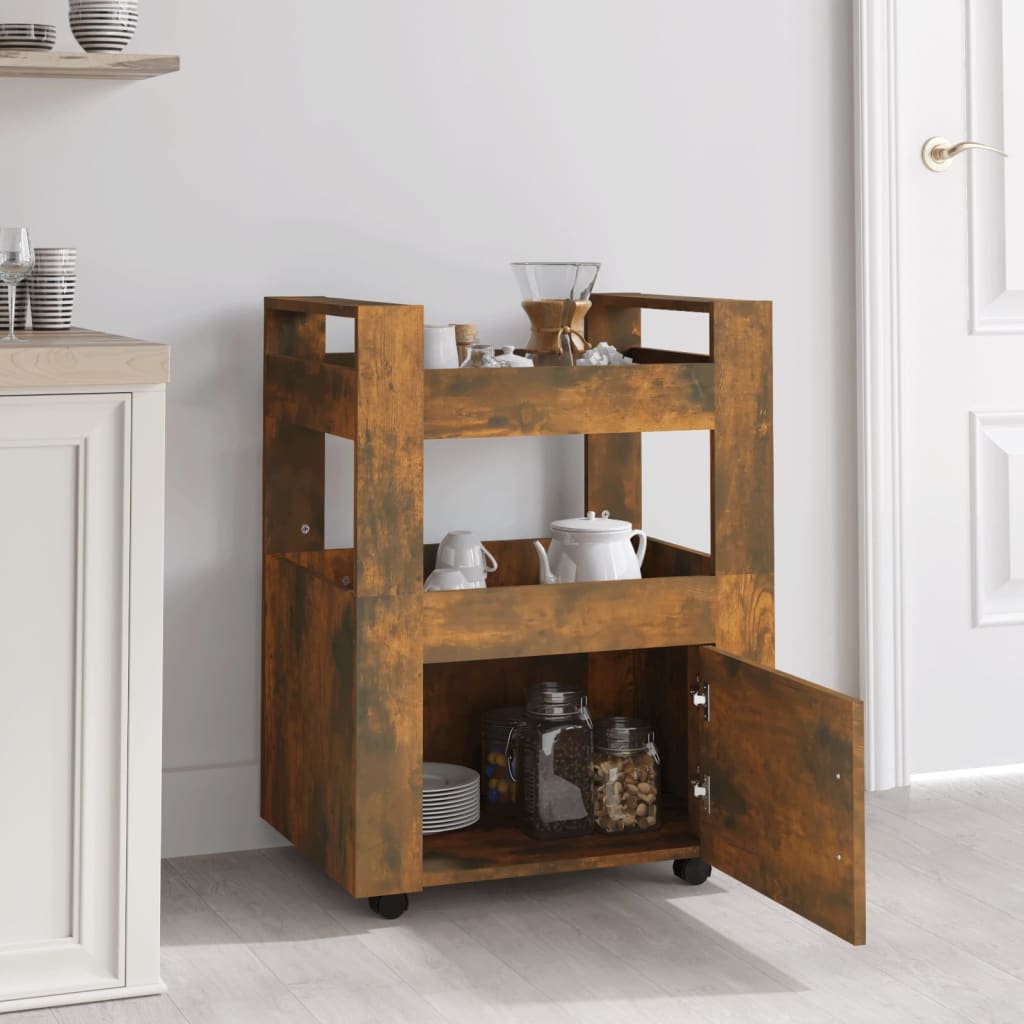 Køkkenvogn røget eg 60x45x80 cm træmateriale