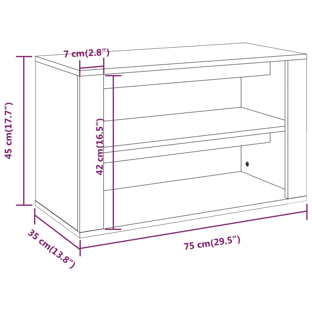 Skostativ Hvid 75x35x45 cm Træmateriale