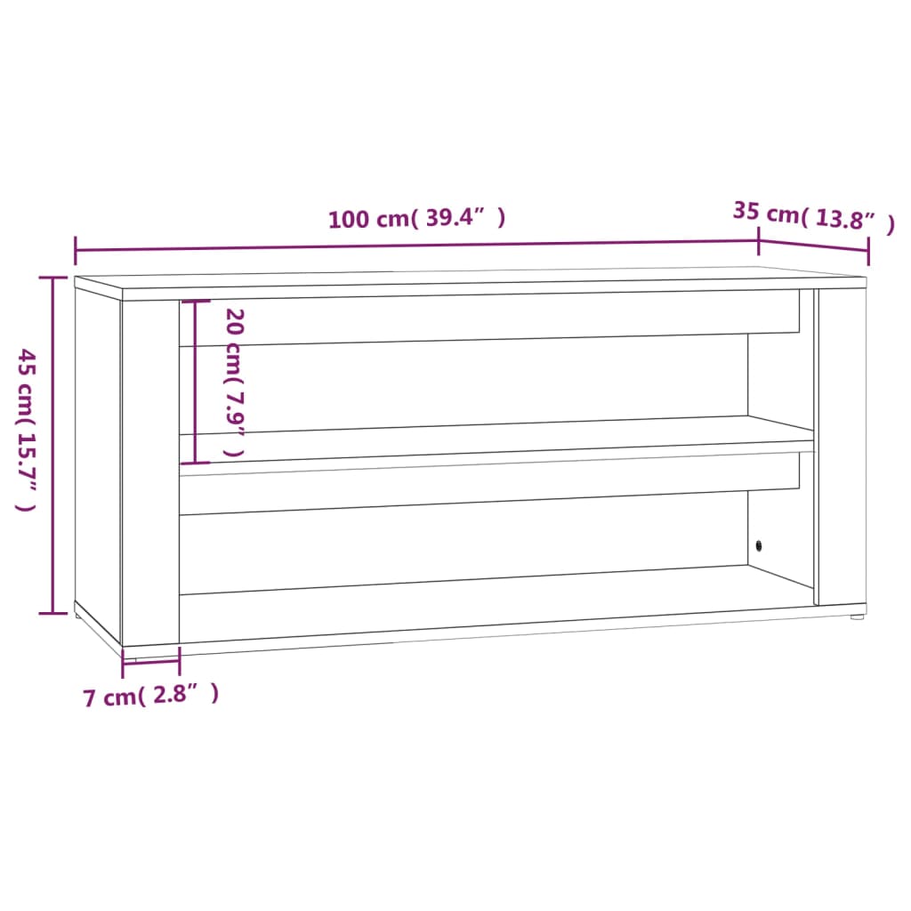 Skostativ Hvid 100x35x45 cm Træmateriale