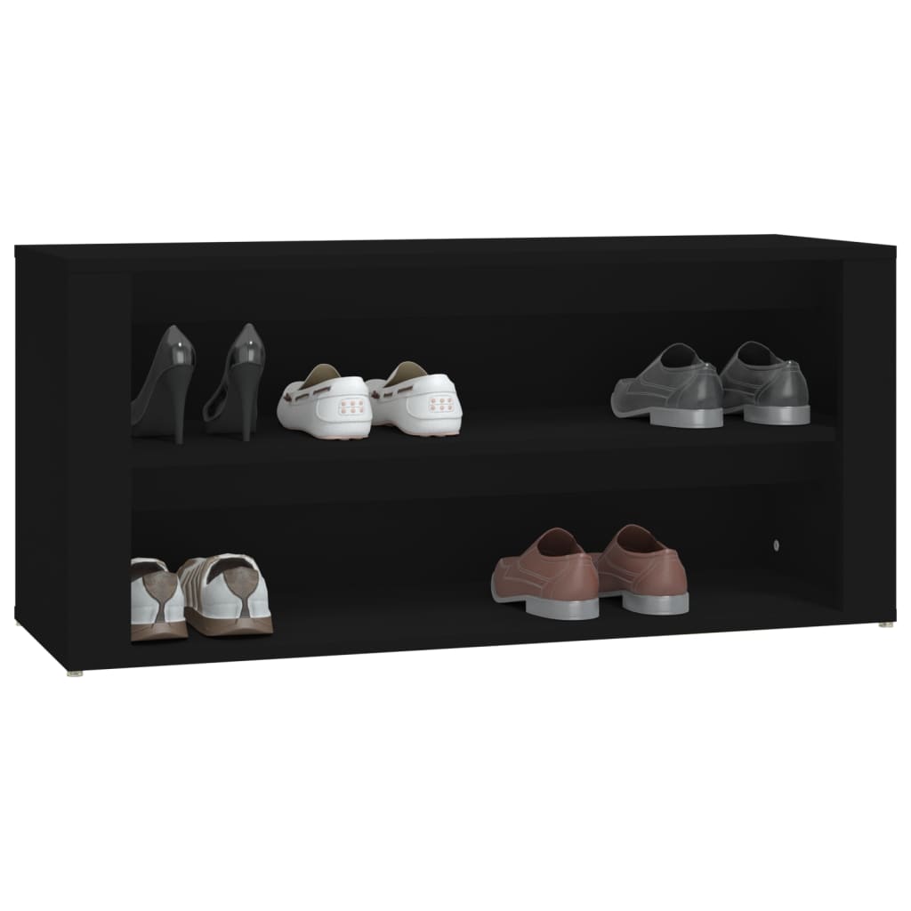 Skostativ Sort 100x35x45 cm Træmateriale
