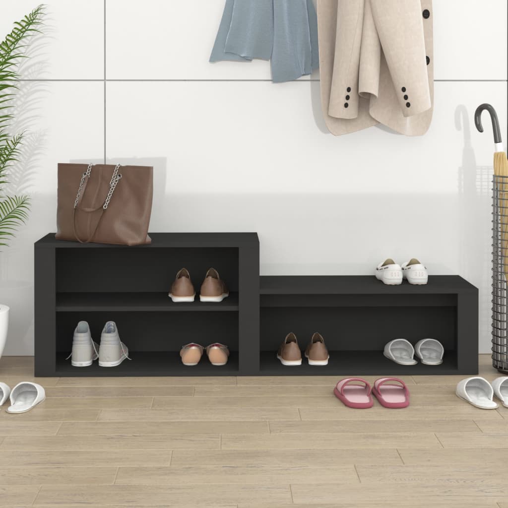 Skoskab Sort 150x35x45 cm Træ Materiale