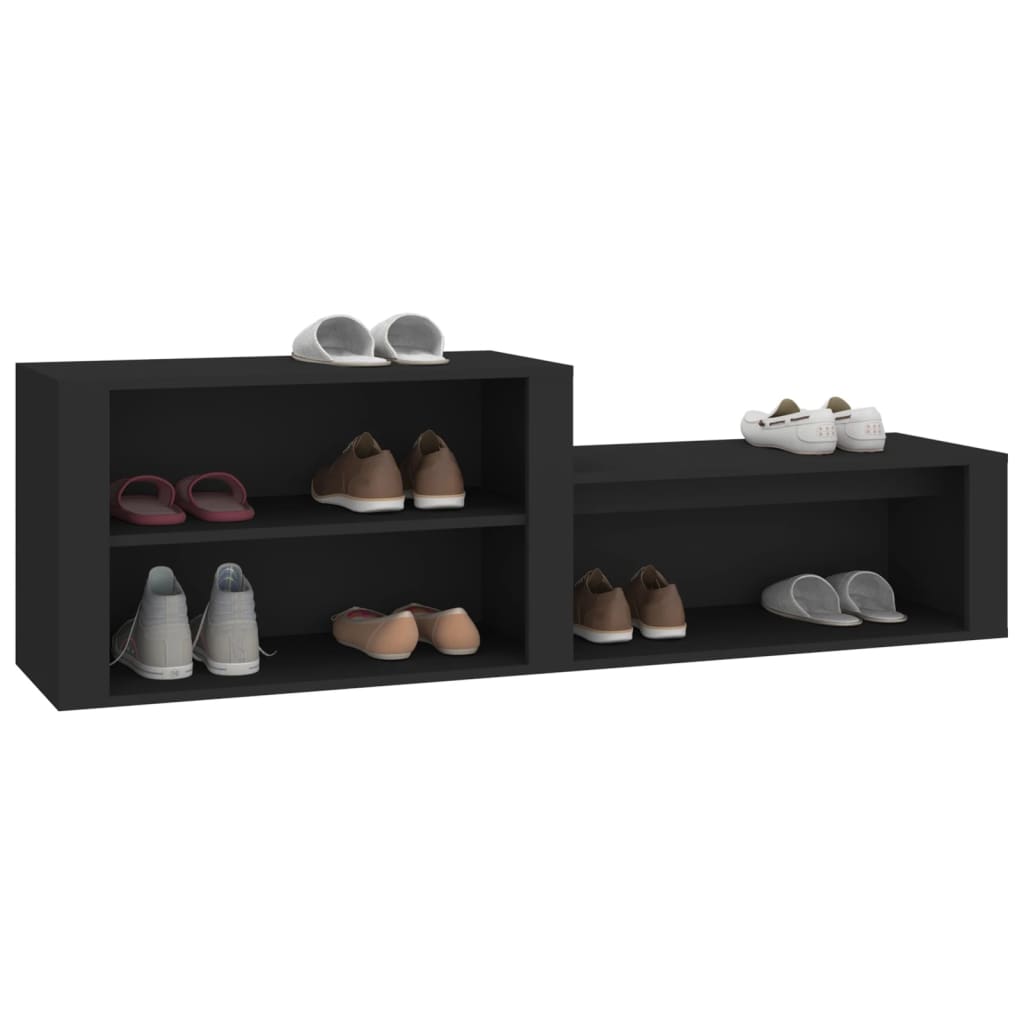 Skoskab Sort 150x35x45 cm Træ Materiale