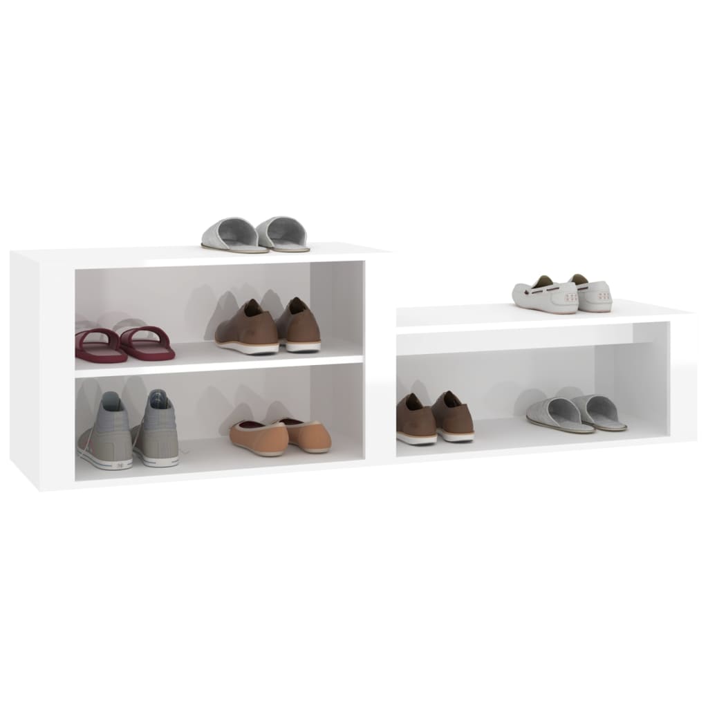 Skoskab højglans hvid 150x35x45 cm træmateriale