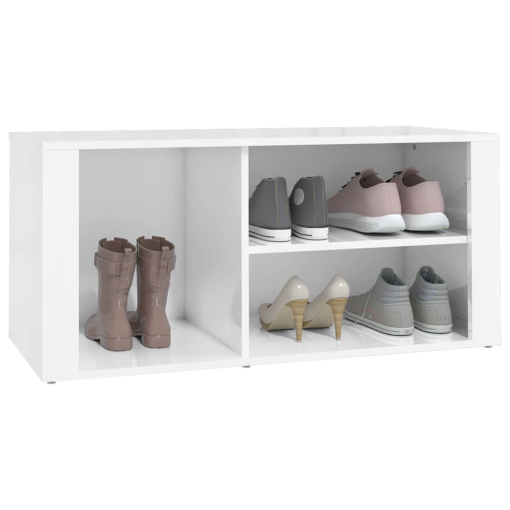 Skostativ højglans hvid 100x35x45 cm træmateriale