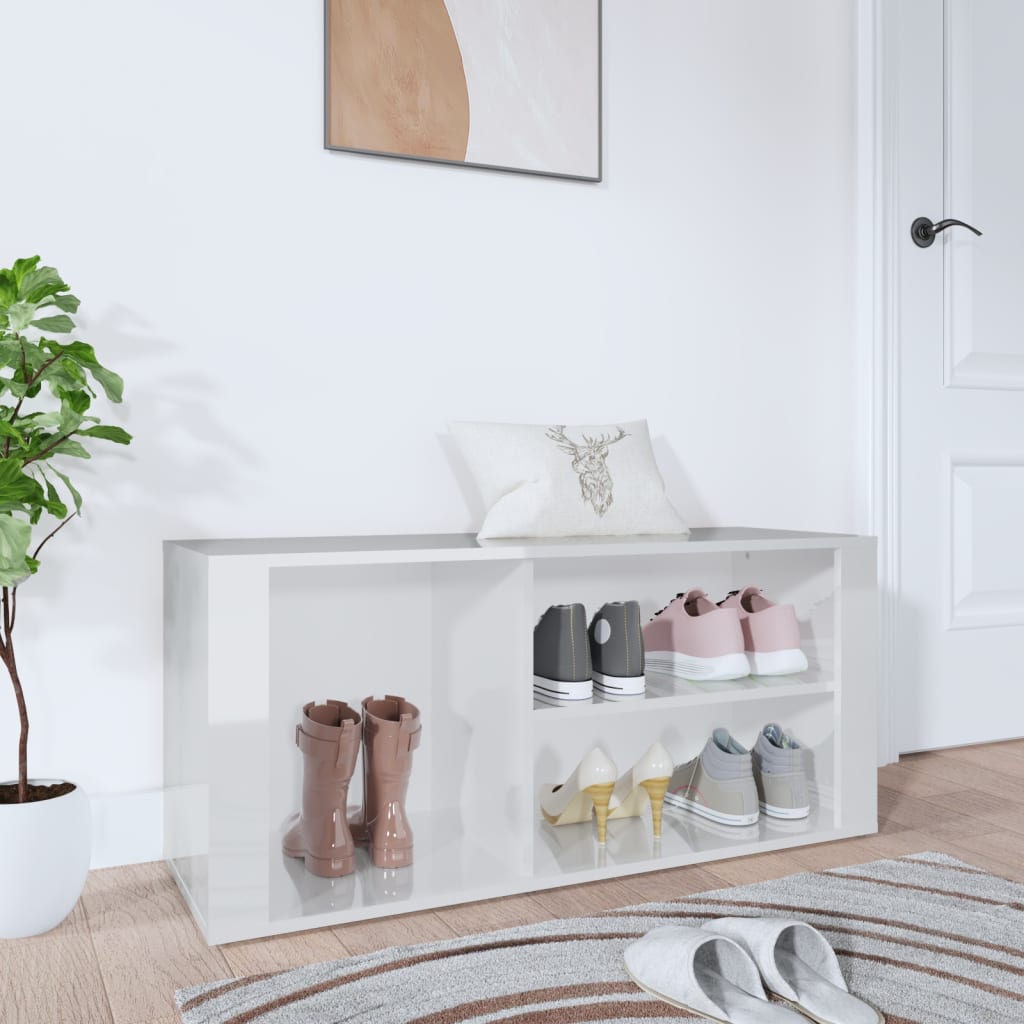 Skostativ højglans hvid 100x35x45 cm træmateriale