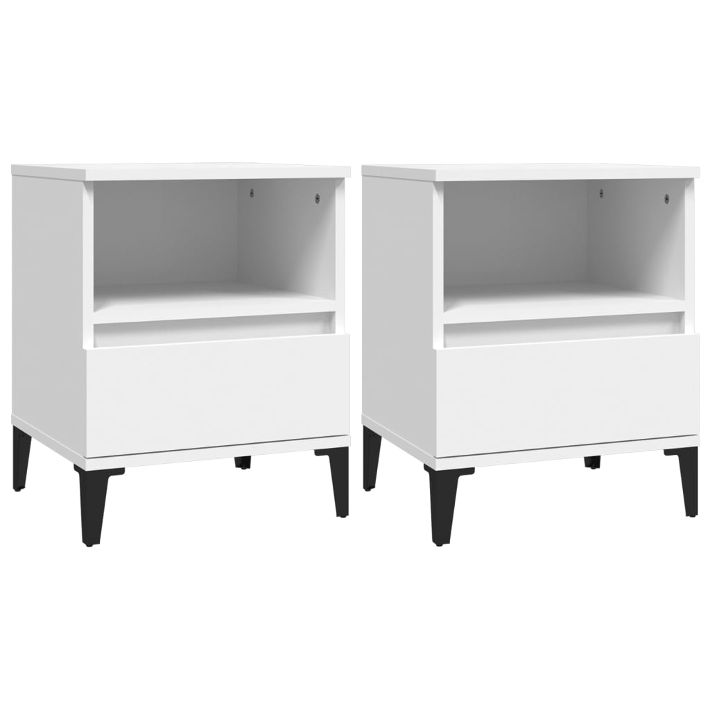 Sengeborde 2 stk Hvide 40x35x50 cm