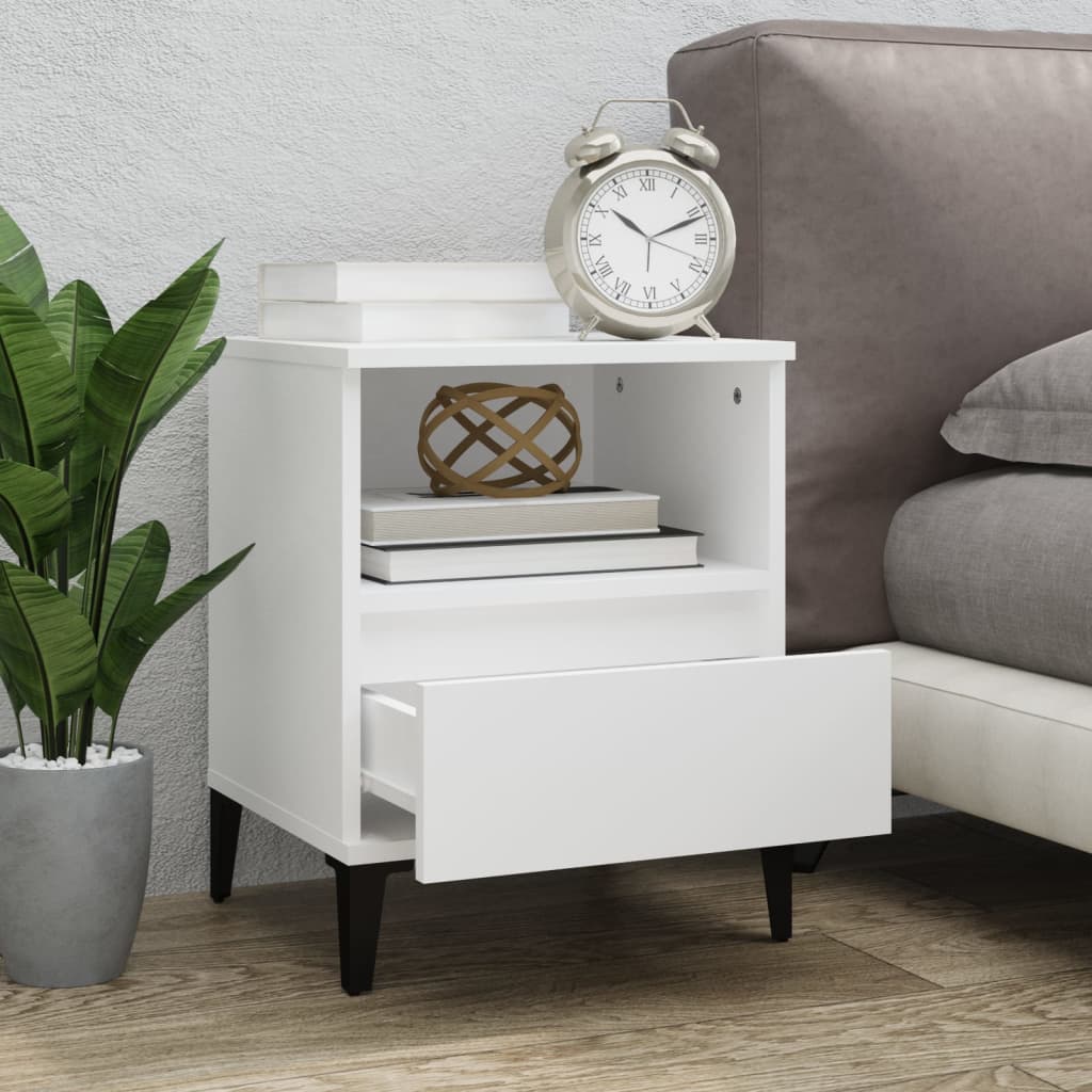 Sengeborde 2 stk Hvide 40x35x50 cm