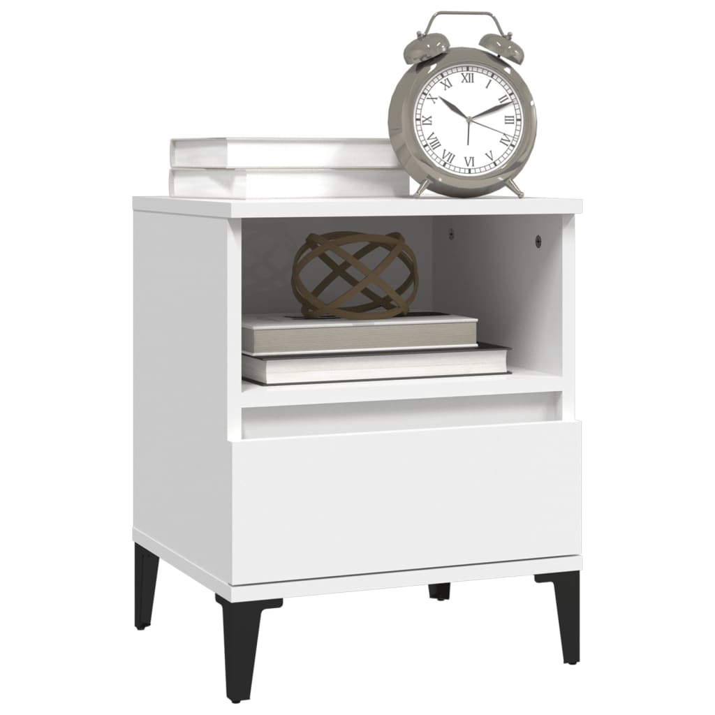 Sengeborde 2 stk Hvide 40x35x50 cm