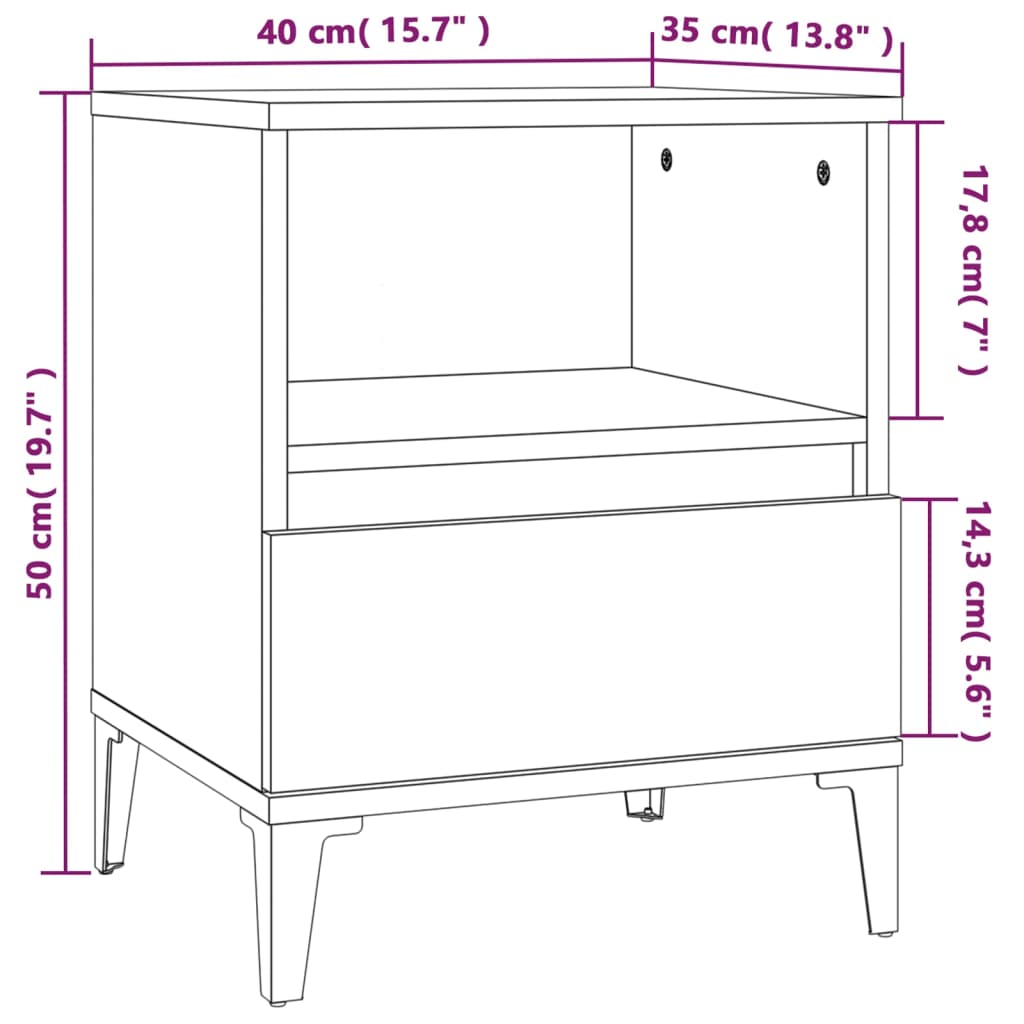 Sengebord Sonoma eg 40x35x50 cm