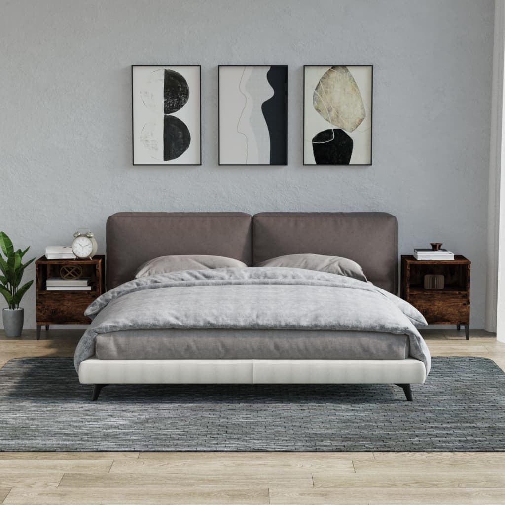 Sengeborde 2 stk Røget eg 40x35x50 cm