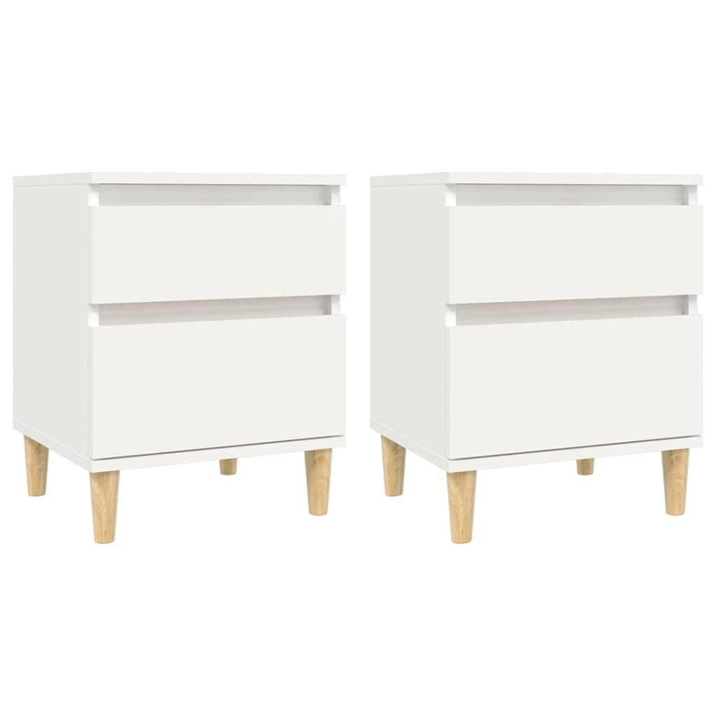 Sengeborde 2 stk Hvide 40x35x50 cm