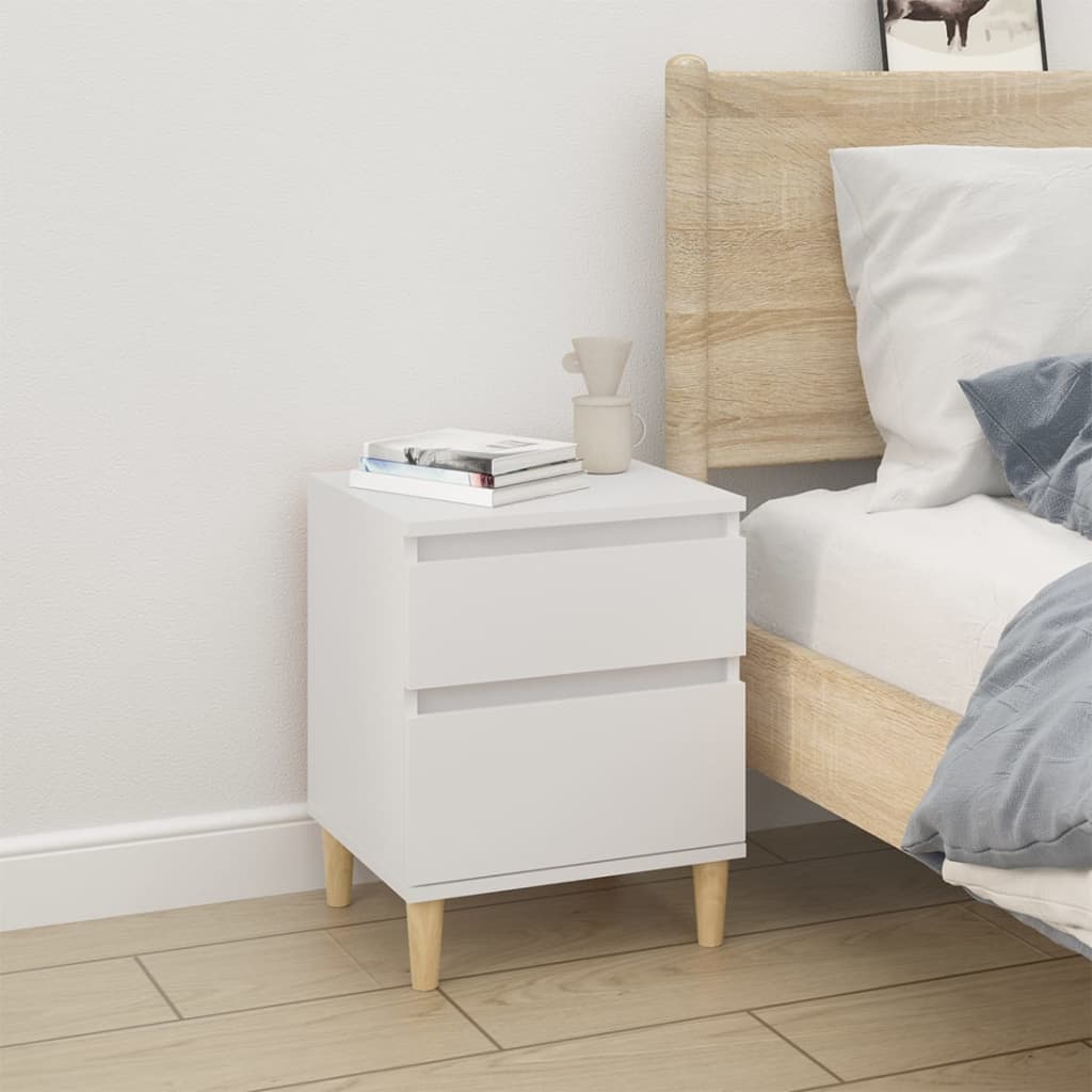 Sengeborde 2 stk Hvide 40x35x50 cm
