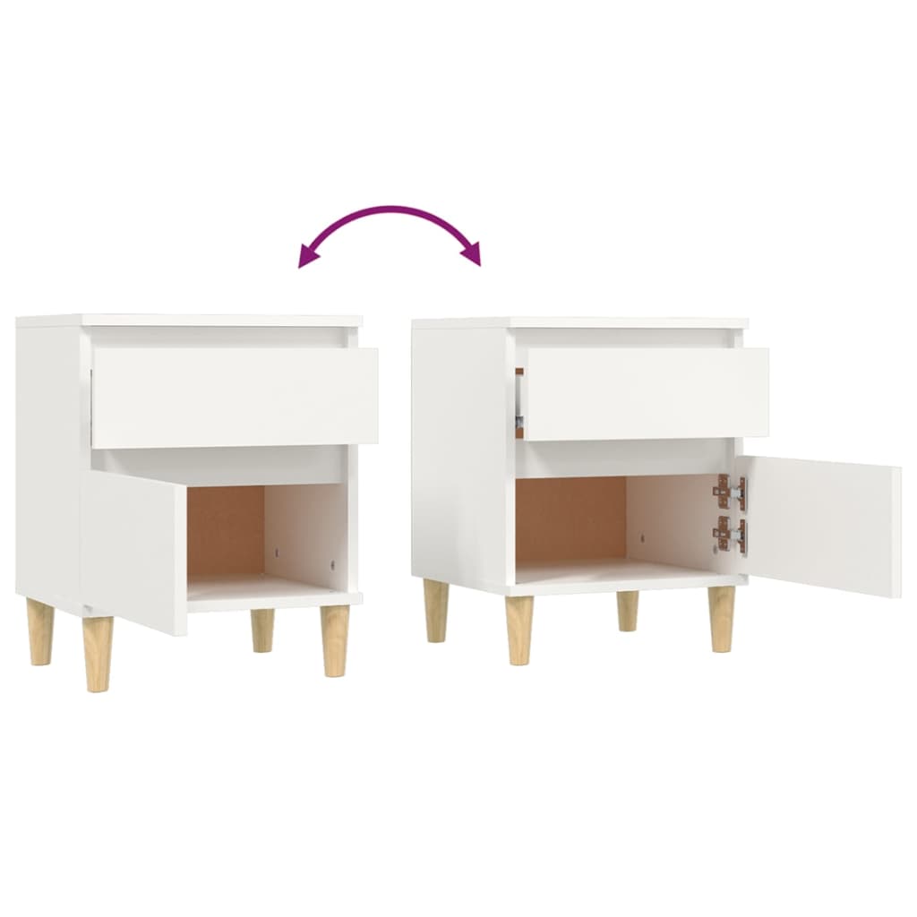 Sengeborde 2 stk Hvide 40x35x50 cm
