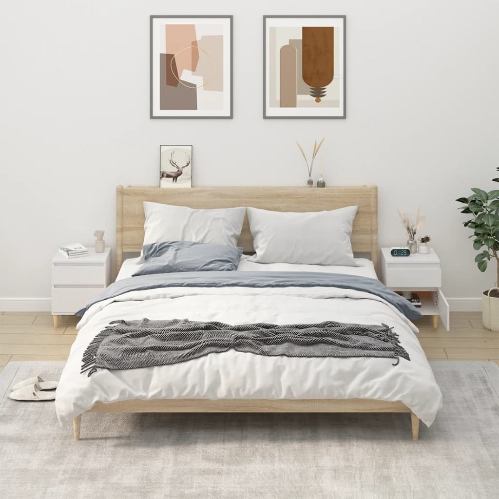 Sengeborde 2 stk Hvide 40x35x50 cm