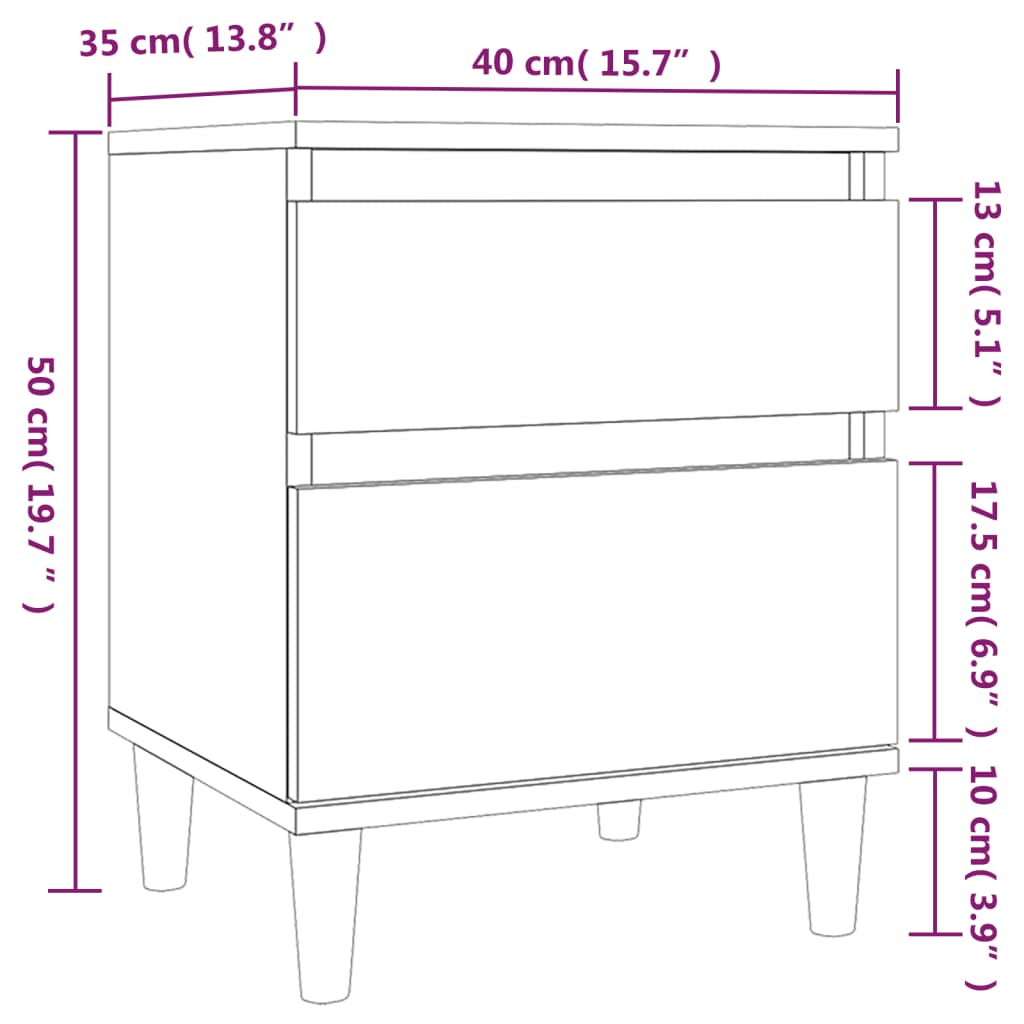 Sengebord brun eg look 40x35x50 cm