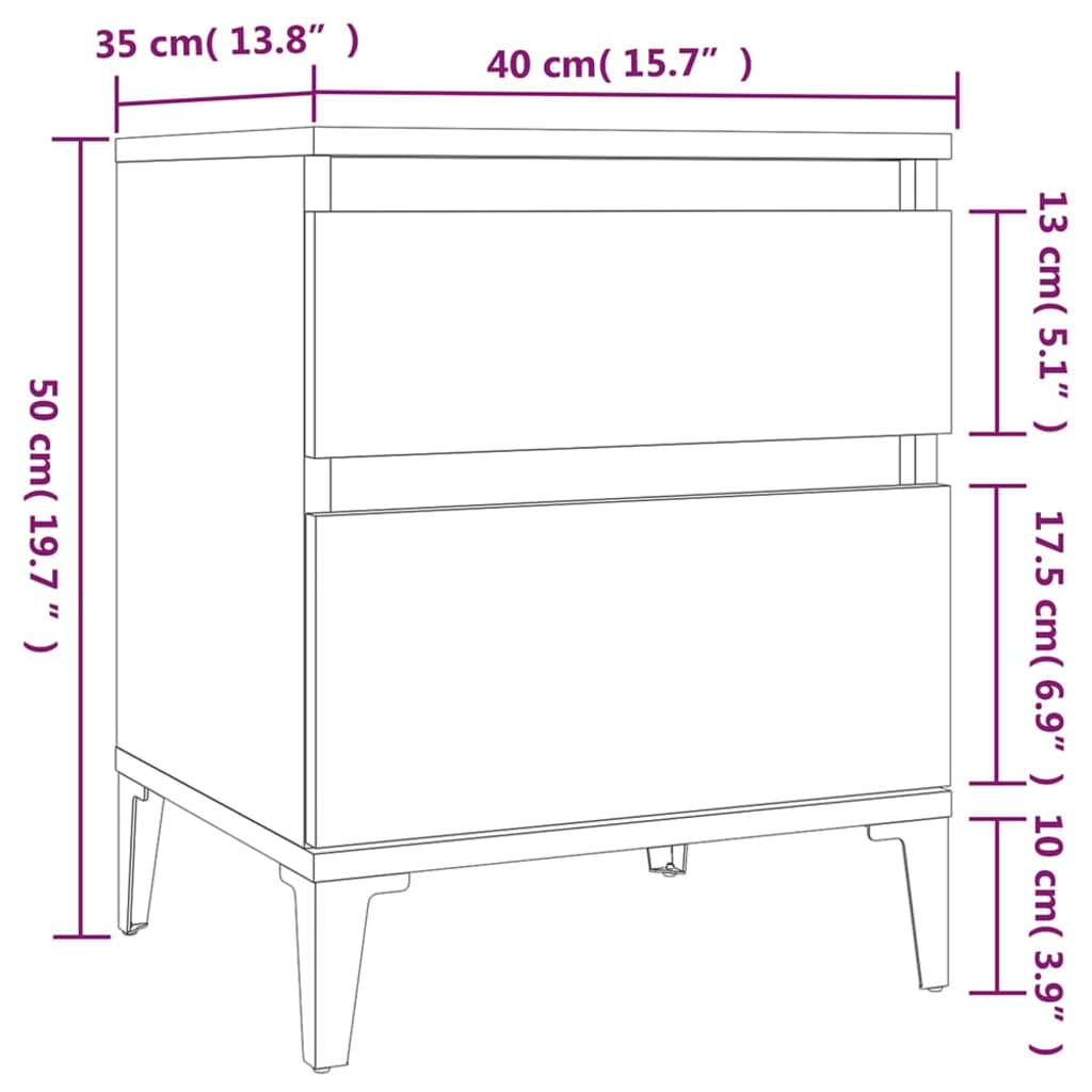 Sengeborde 2 stk Sonoma eg 40x35x50 cm