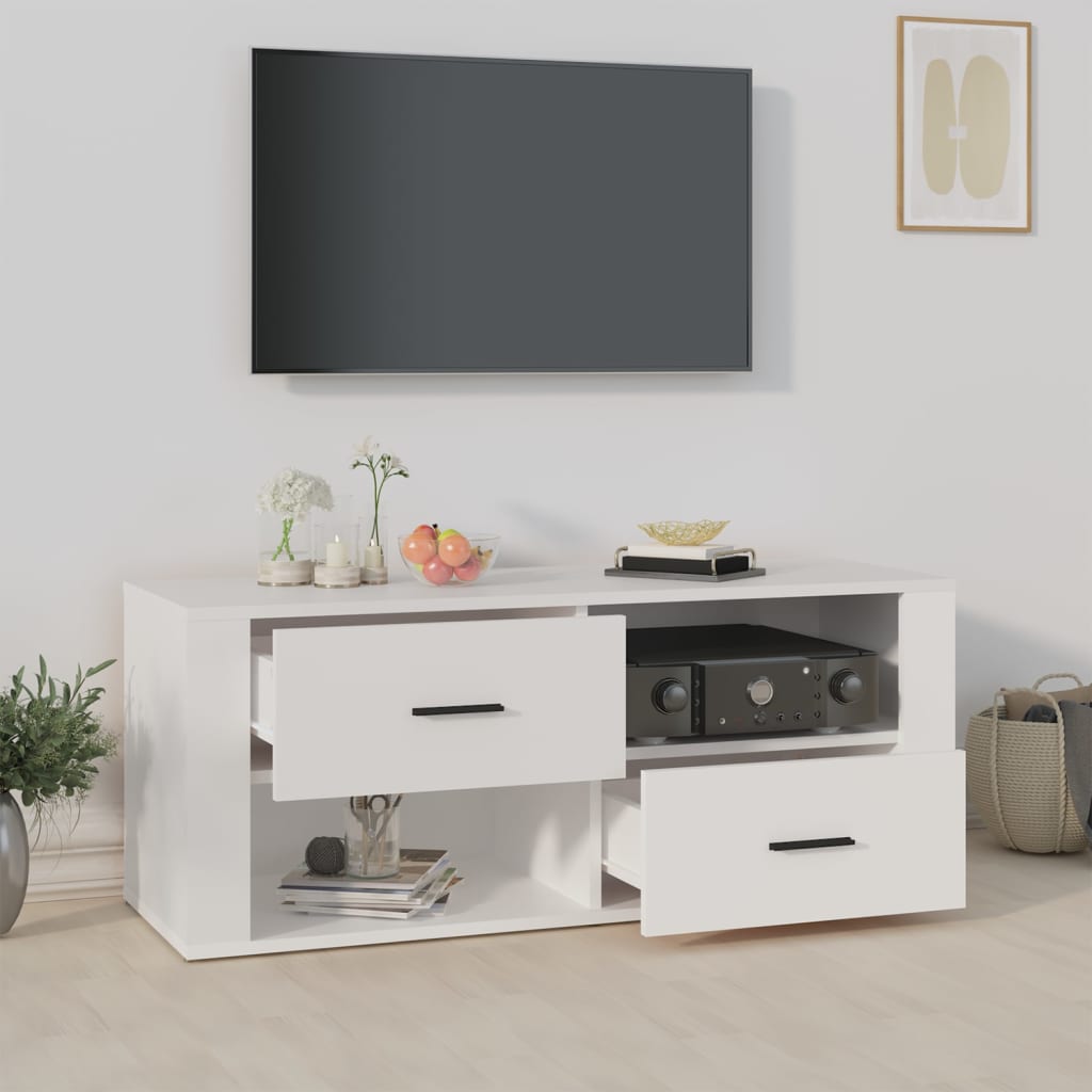 TV-skab Hvid 100x35x40 cm Træ Materiale